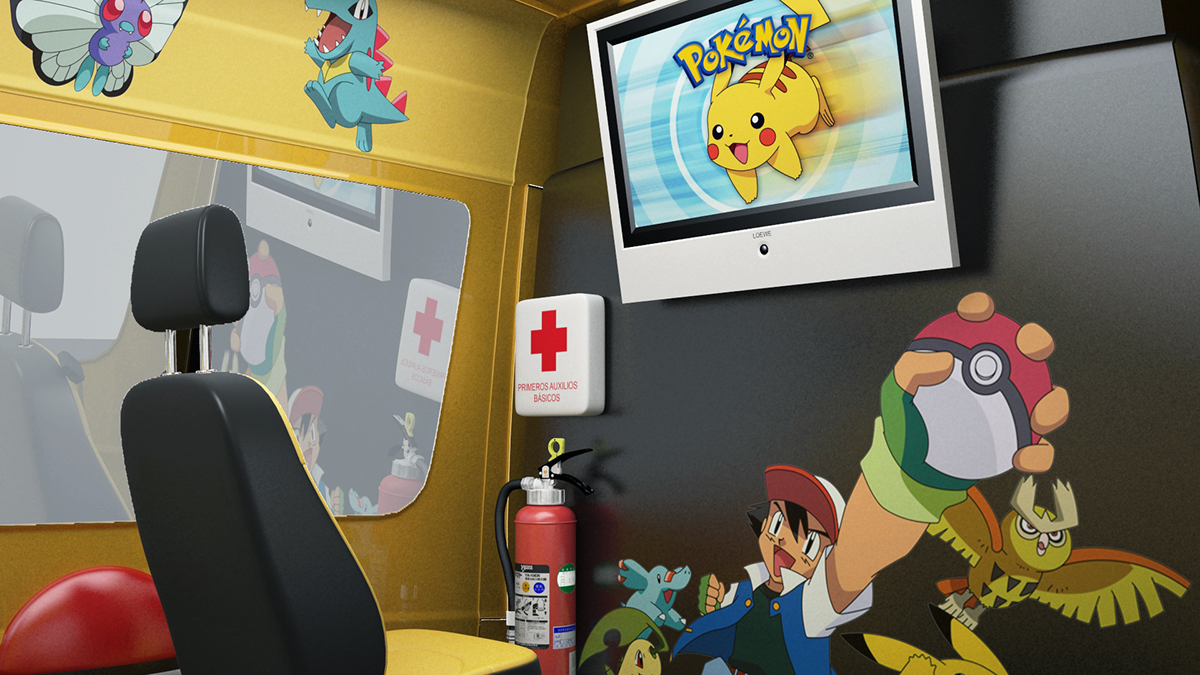Pokemon bus pikachu Fan Art vray modeling 3d max