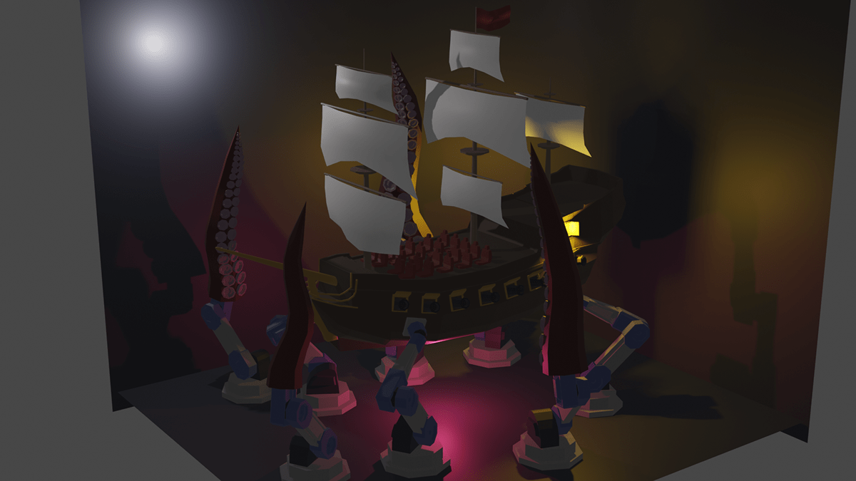 kraken pirate sinbad Efteling blender 3D Render model art Theme Park
