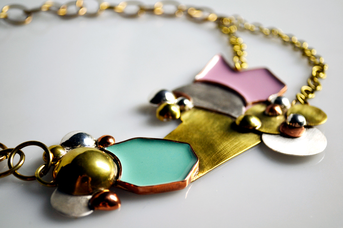 Jewellery Jewellery design enamel brass silver copper hand made contemporary geometric