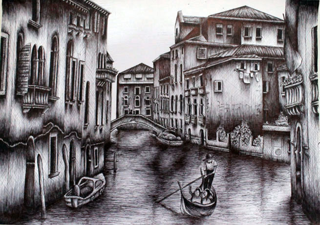 #illustration #manual #drawing #architecture #venice #Italia