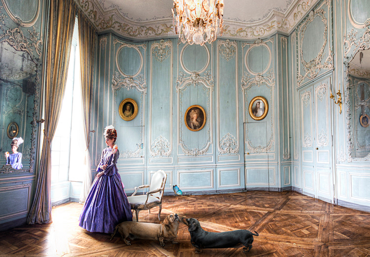 surreal period photography digital manipulation france Chateau de Champlatreux montage