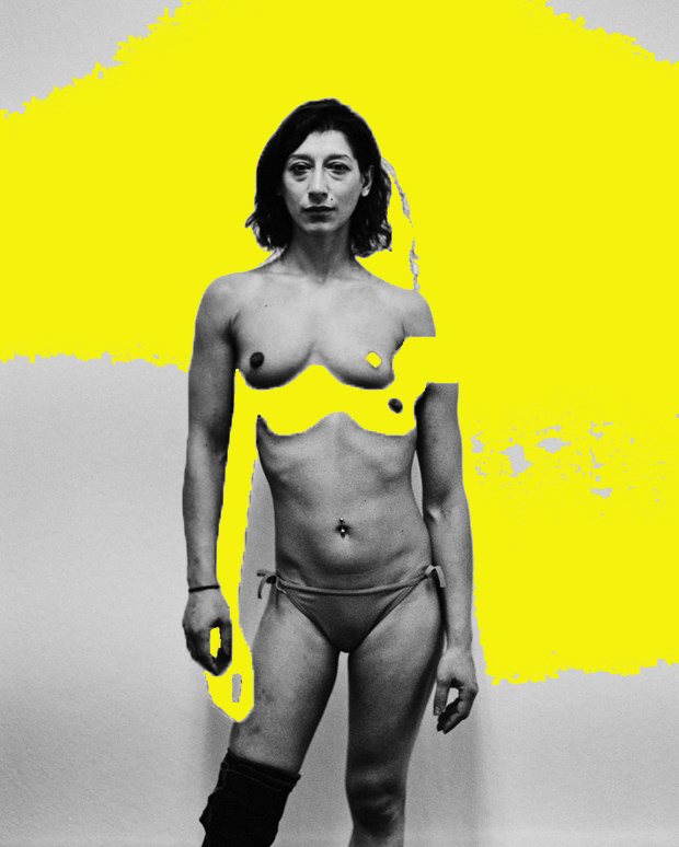 women collage yellow