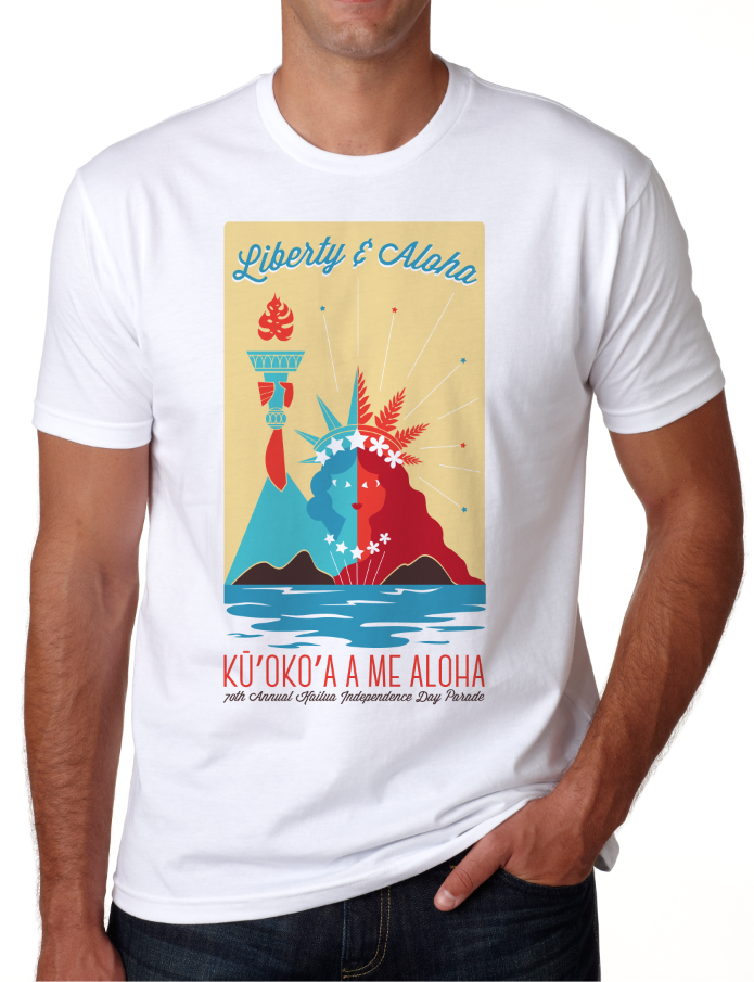 independence day 4th of July america HAWAII Tshirt Design ILLUSTRATION  statue of liberty Hula girl