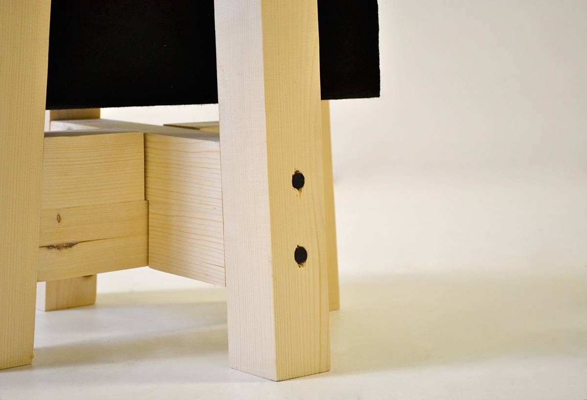 Conception feutrine  tabouret strasbourg université Hoffmann france mobilier V8 designer wood product furniture Lecerf stool design