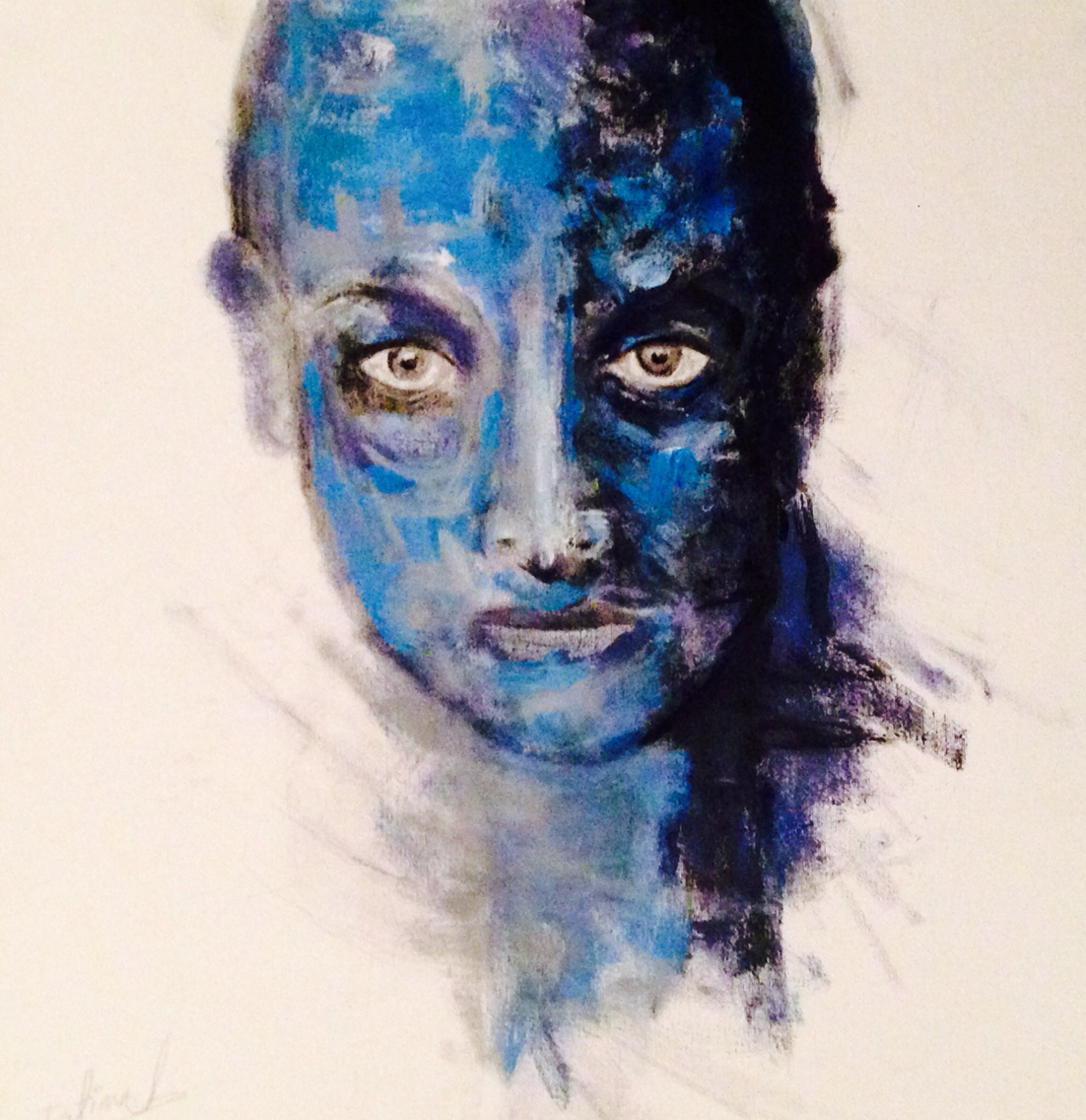 portrait blue painting   color eyes