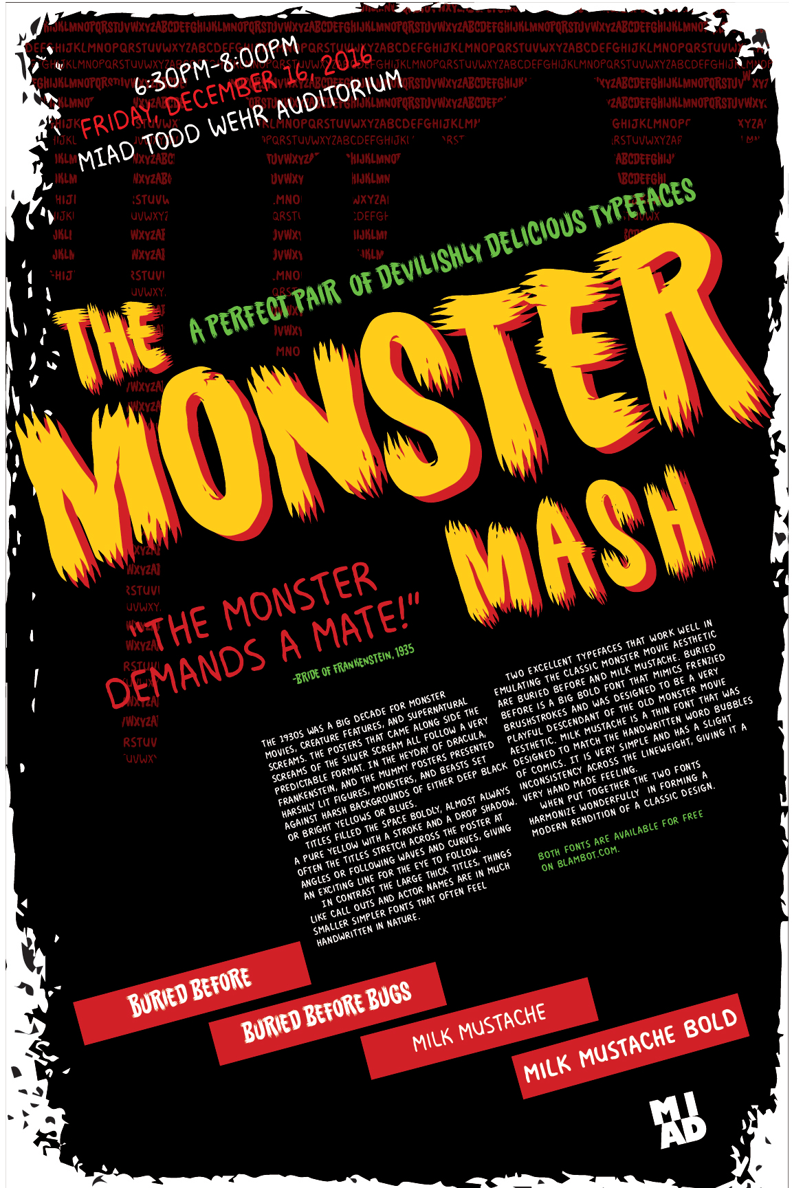 poster Event monster monster movie Classic design typography  