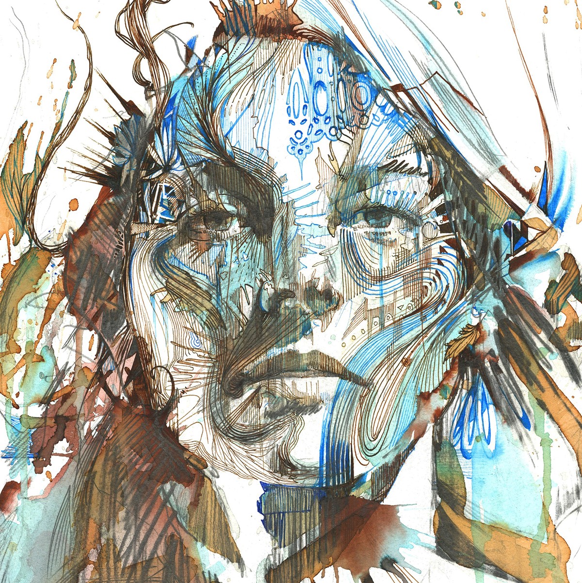 carne griffiths Exhibition  limited edition postcards collectibles portraits ink and tea