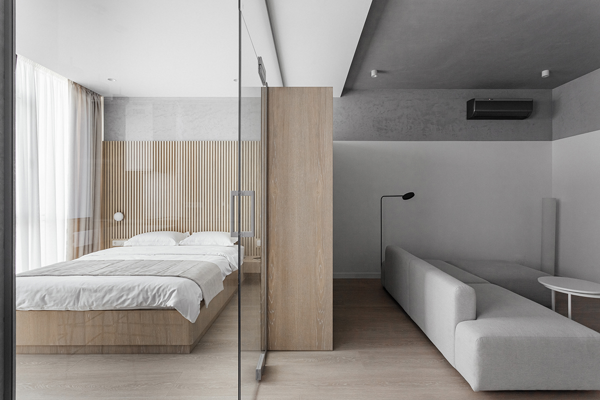 design minimalist gray apartments architecture White wood Odessa Rent M3