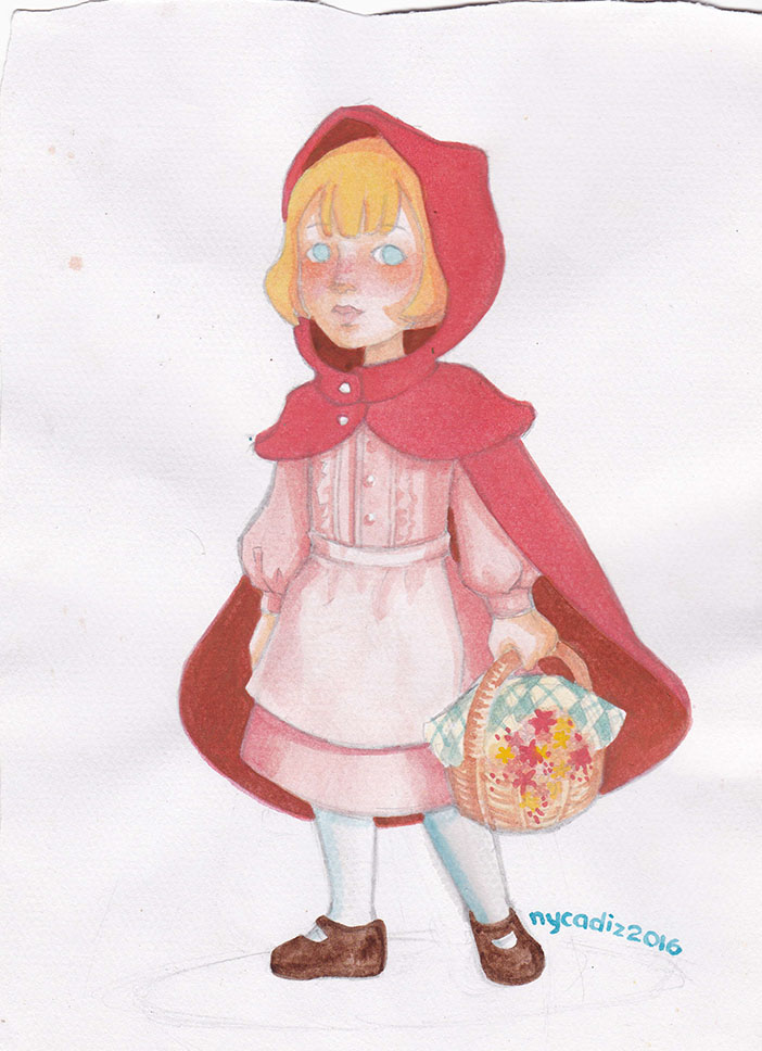 little red riding hood fantasy fairytale watercolor painting   ILLUSTRATION 