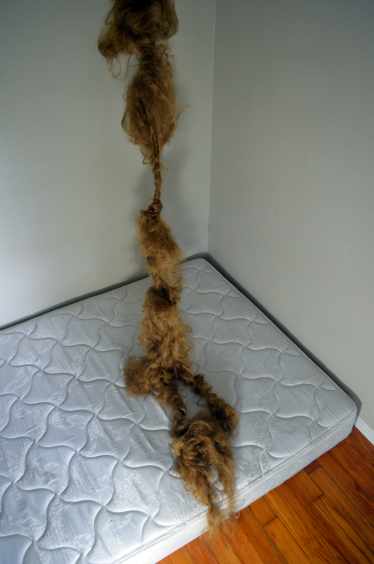installation hair mattress Trichotillomania Trich knots blonde girl society bed hair pulling pulling personal weave