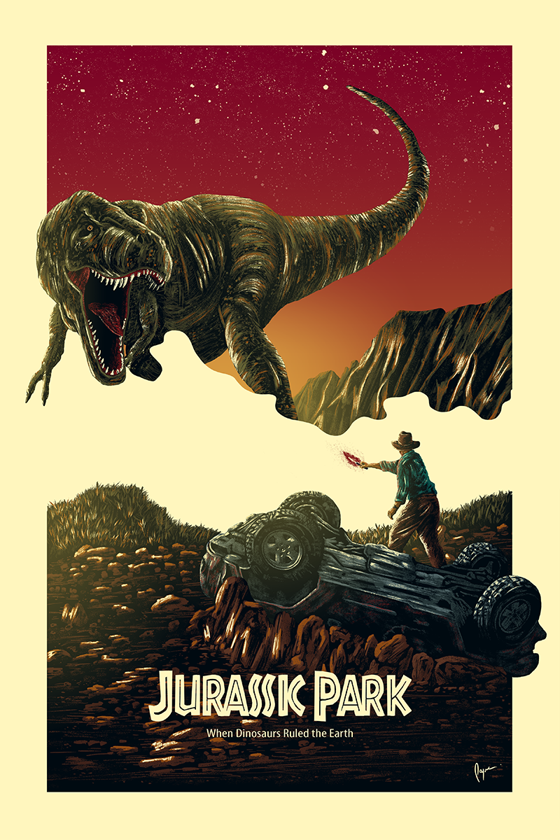 jurassic park Dinosaur movie poster trex