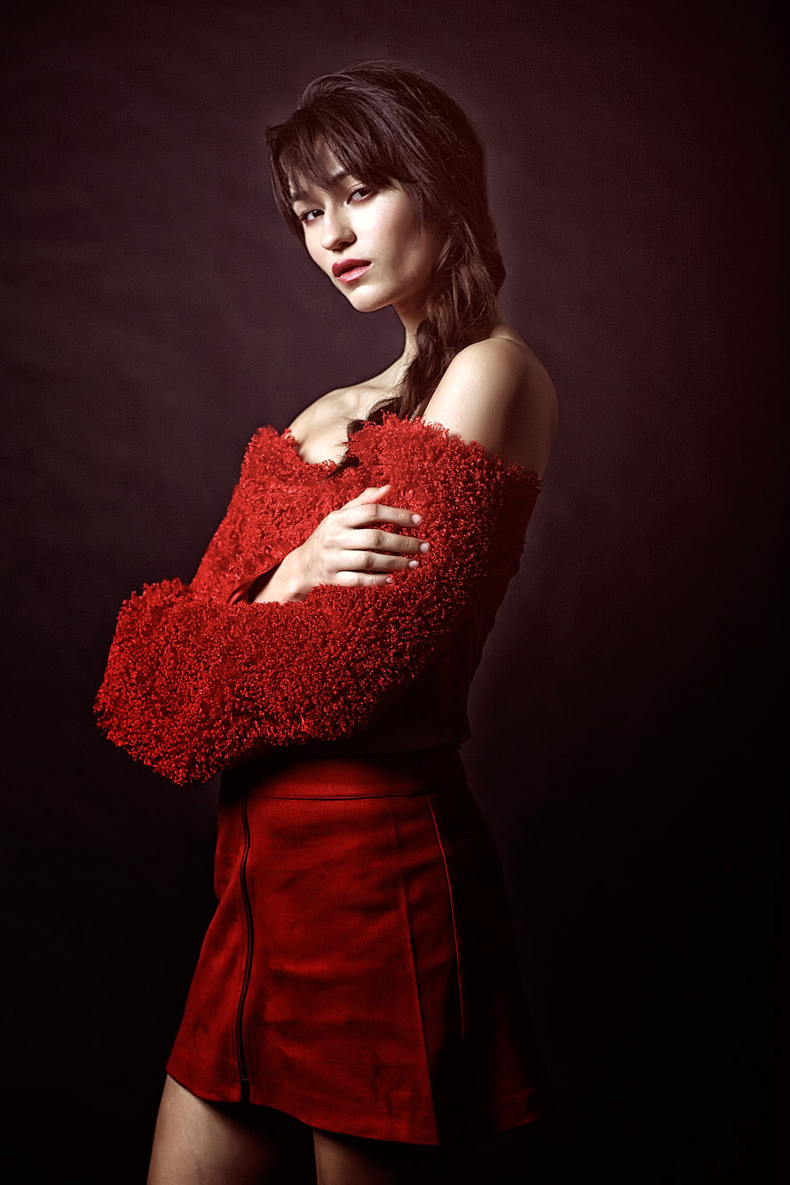 model Fashion  red brunette makeup editorial Beautiful