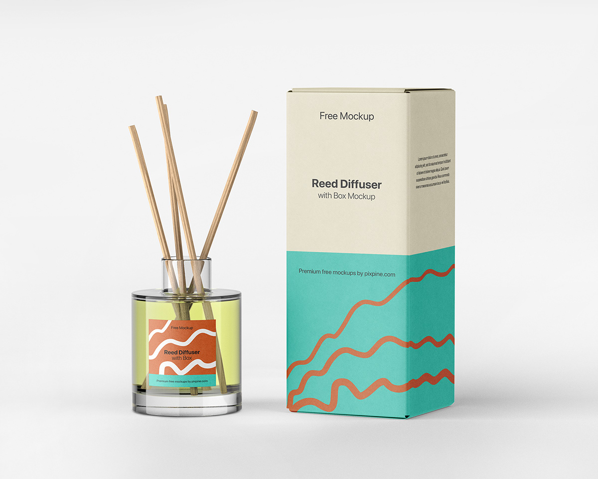 diffuser reed Packaging psd template design Fragrance box clear glass bottle