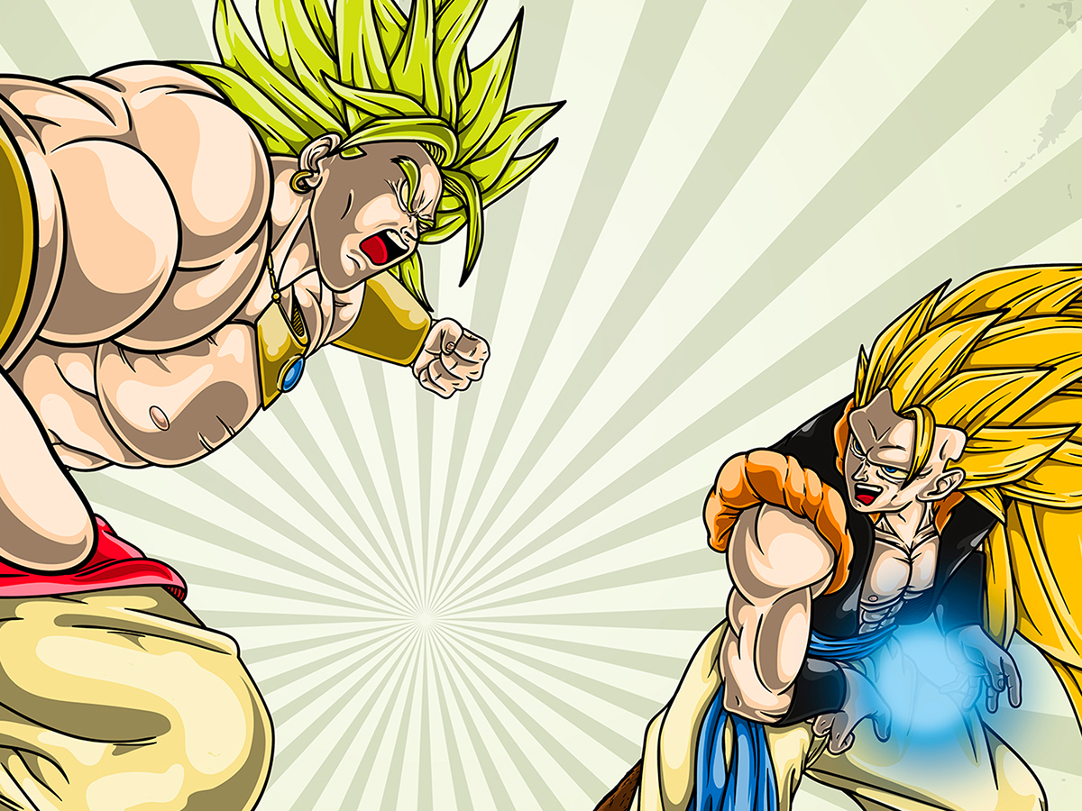 Fan Art dragon ball z paraguas gogeta murcielago batalla Illustrator