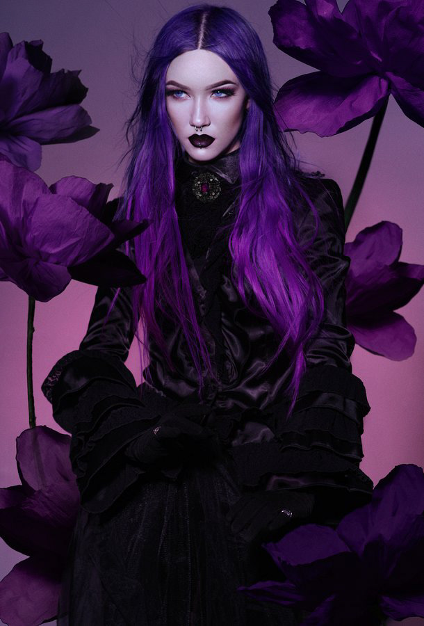 dark Flowers gothic hair purple violet
