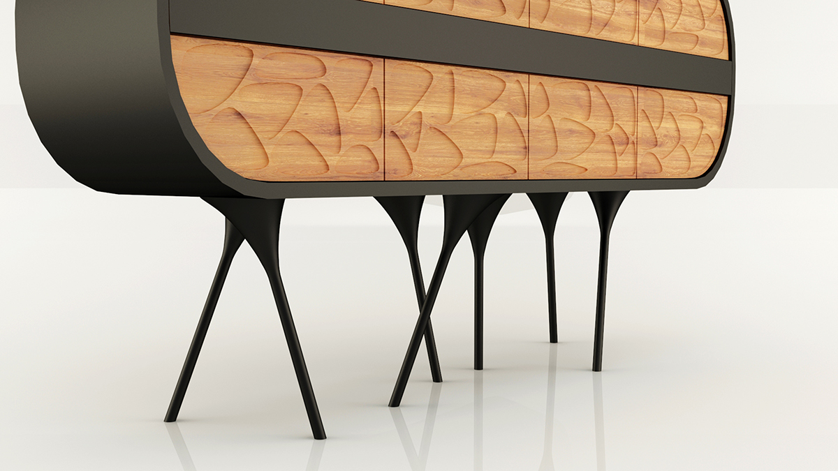 desing  andrei otet walking cabinet  corian  wood Modern Design furniture industrial design  product design  interior design 