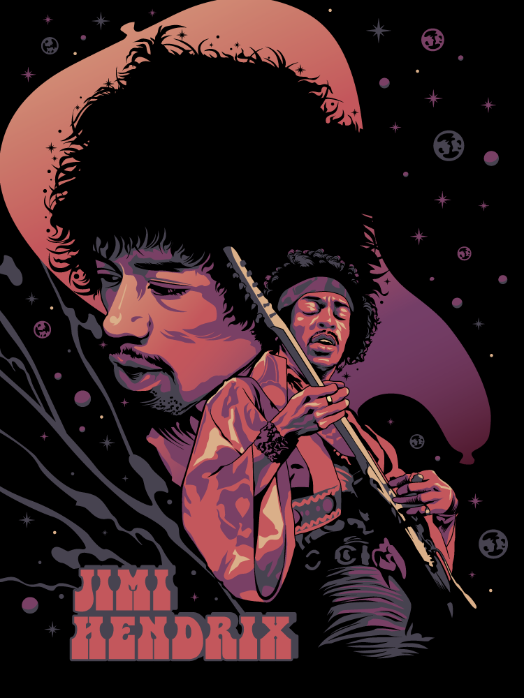 poster Jimi Hendrix rock music Digital Art  adobe illustrator