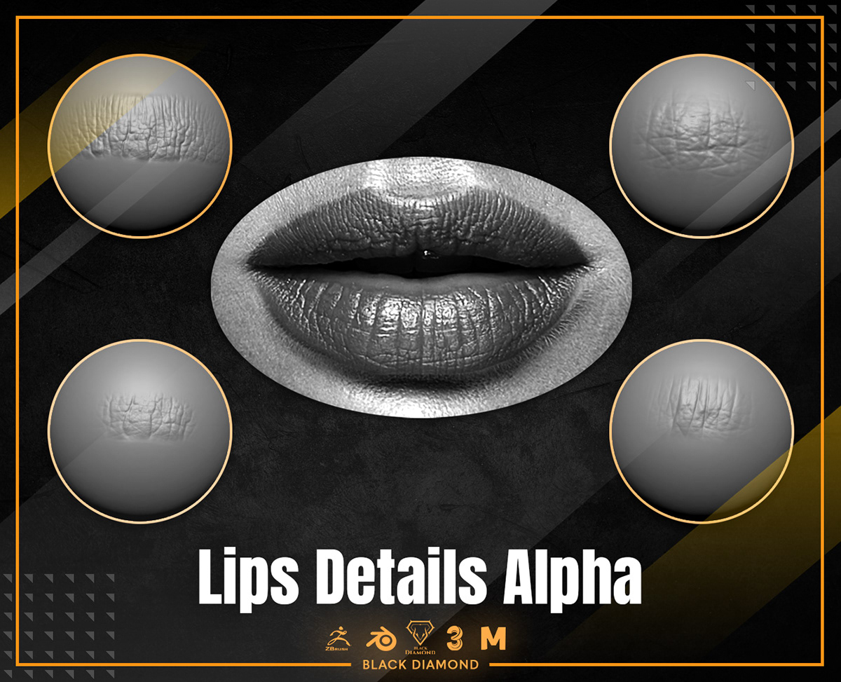 3dcoat 3Dtools medieval ornament Realistic lips Alphas resource sculpting lips Skin Alphas Weapon Zbrush lips Alphas