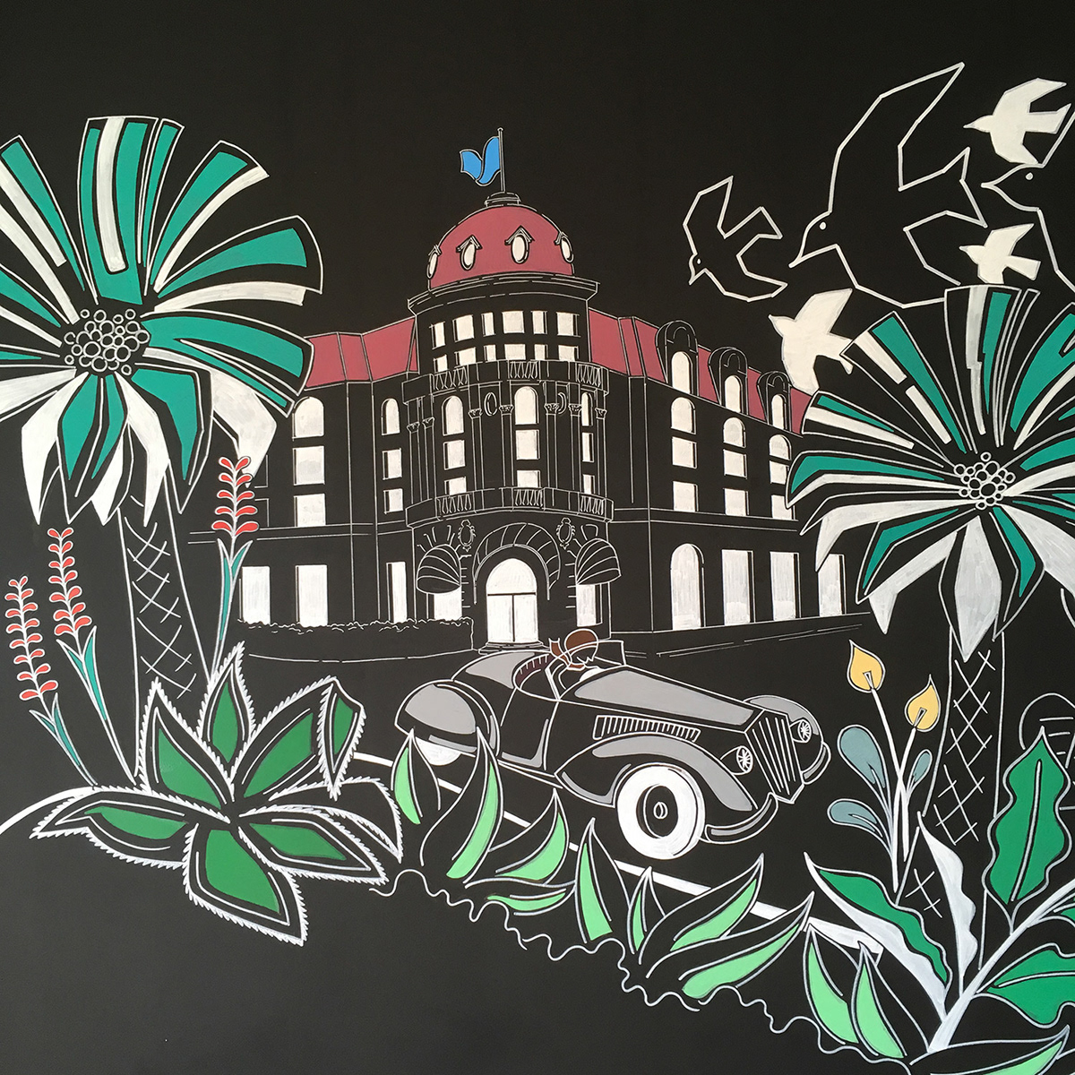acrylic painting artwork handpainted hotel hotel decor Marker Mural Murals painting   wall art