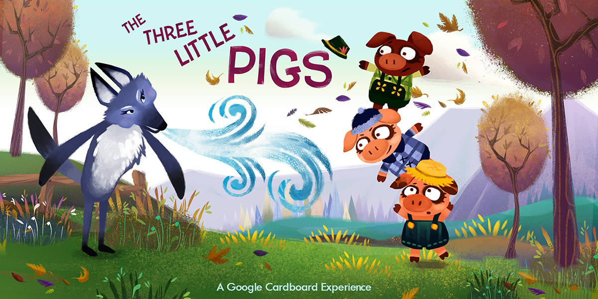 cute storybooks illustrations pigs Three Little Pigs Children's Books wolf fairy tales vr google Google cardboard android Games