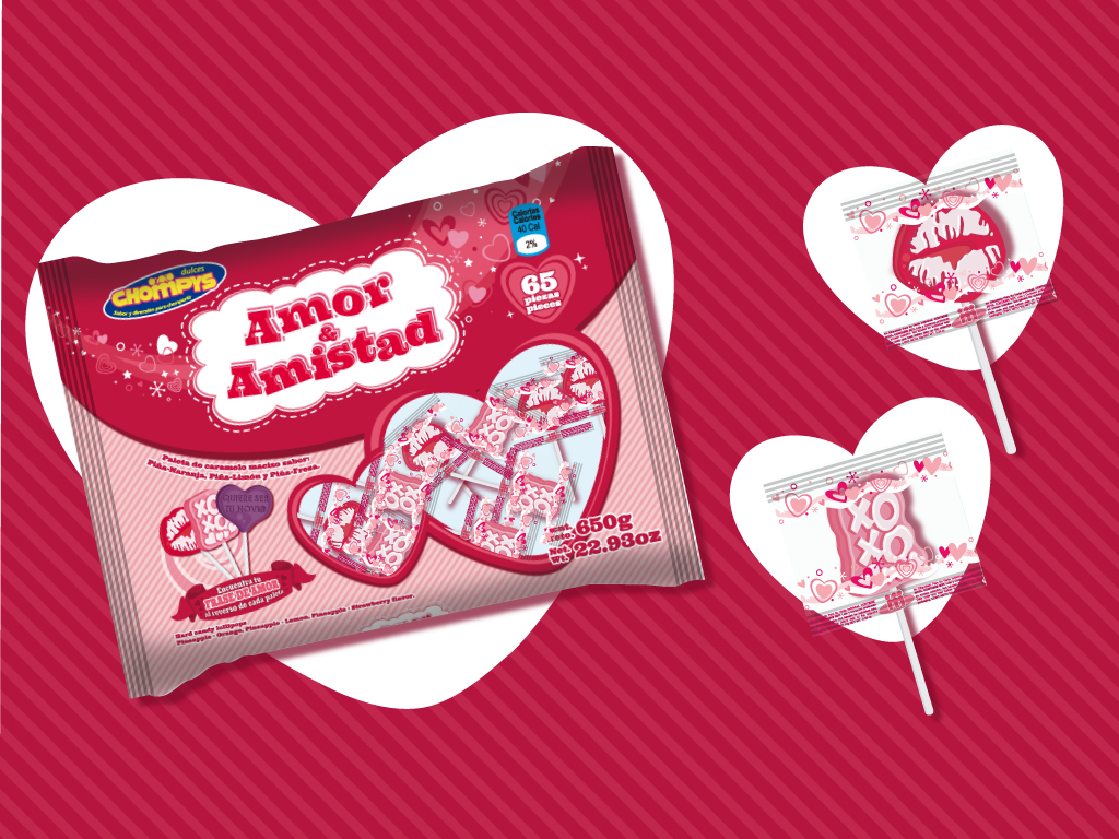 lollipop design amor amistad heart San Valentin