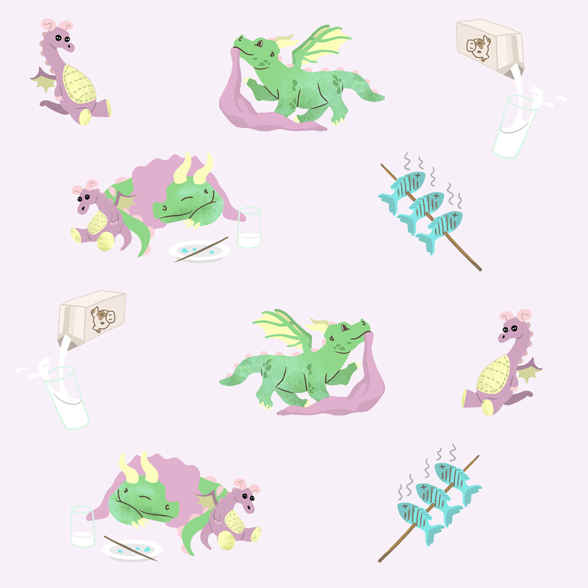 ILLUSTRATION  concept art dragon pattern storybook cute child photoshop Character design  Food 