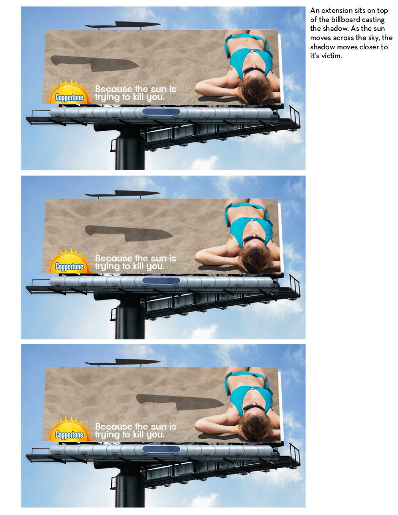 Coppertone  sun  Kill print out of home in store Ambient stunt beach Integrated Campaign