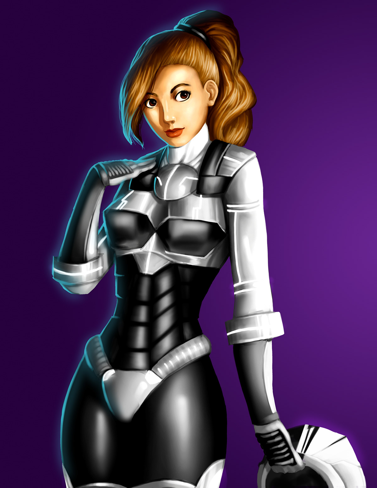 futuristic girl woman exoskeleton Armor brunette