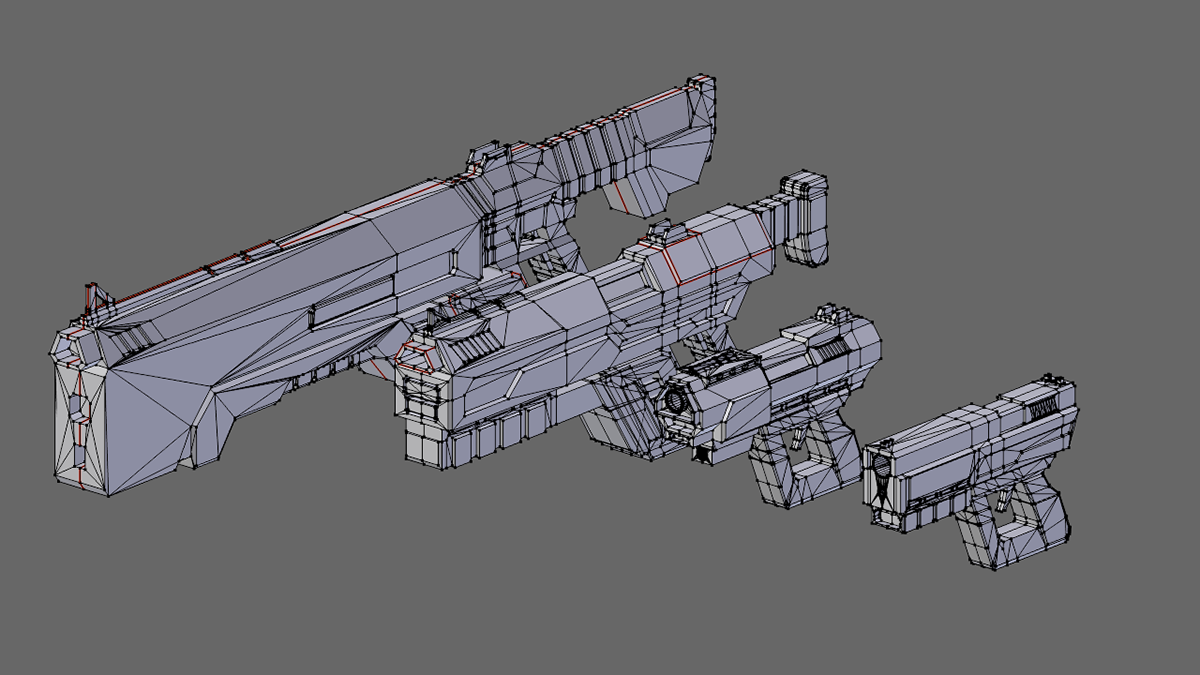 Sci Fi sci-fi weapons guns futuristic cyber Games asset Space  Blaster rifle pistol handgun 3D Low Poly