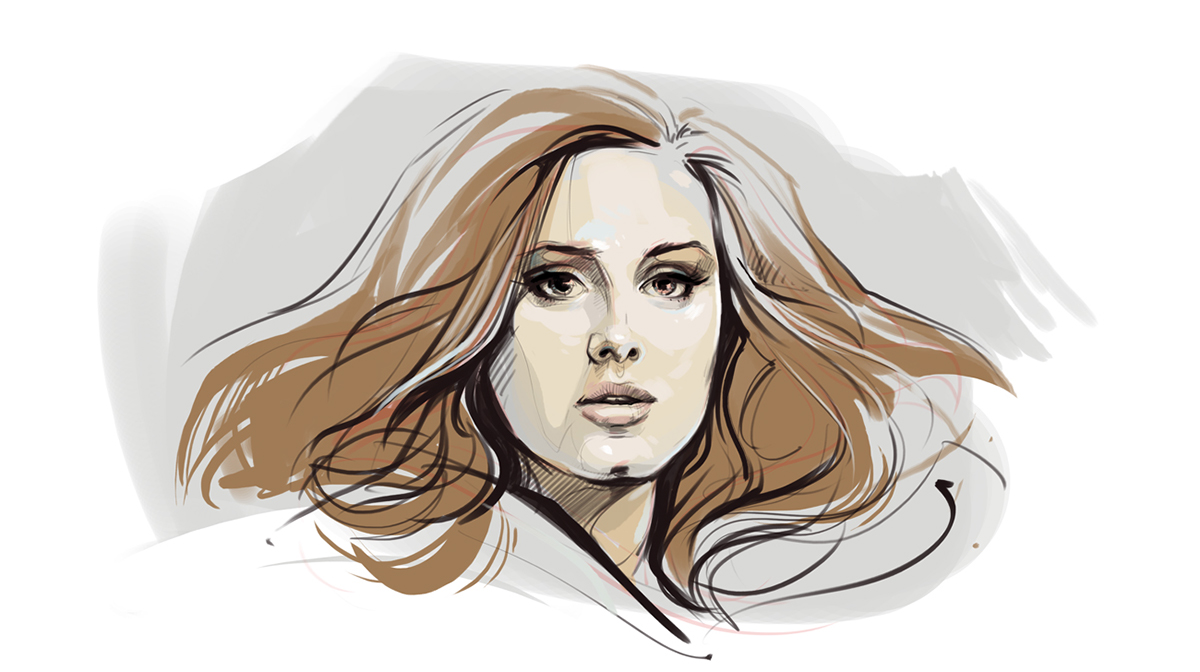 Adele portrait sketch woman