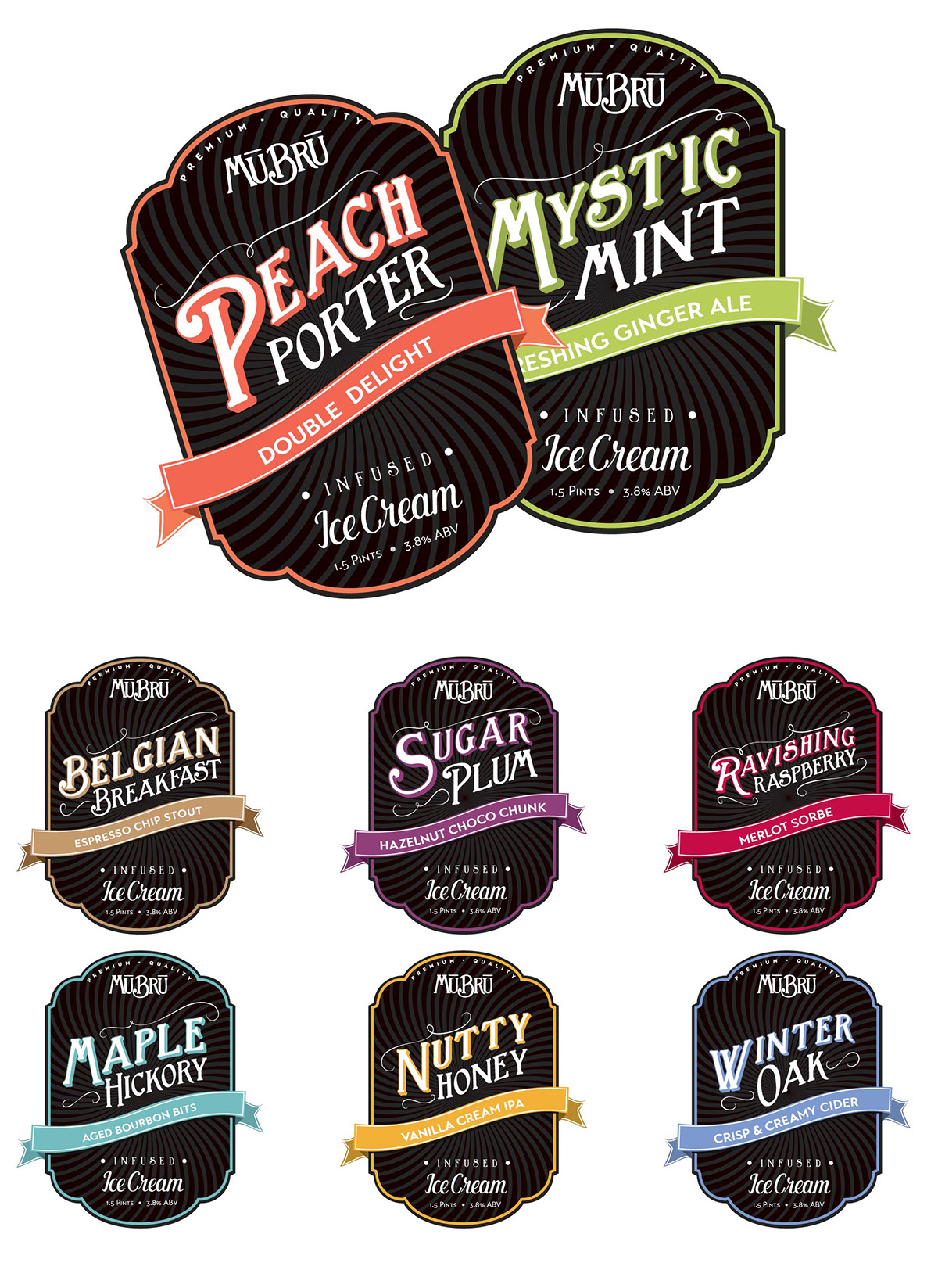 ice cream beer labels brand logo infused type typographical lettering wine Whiskey Rum Spirits