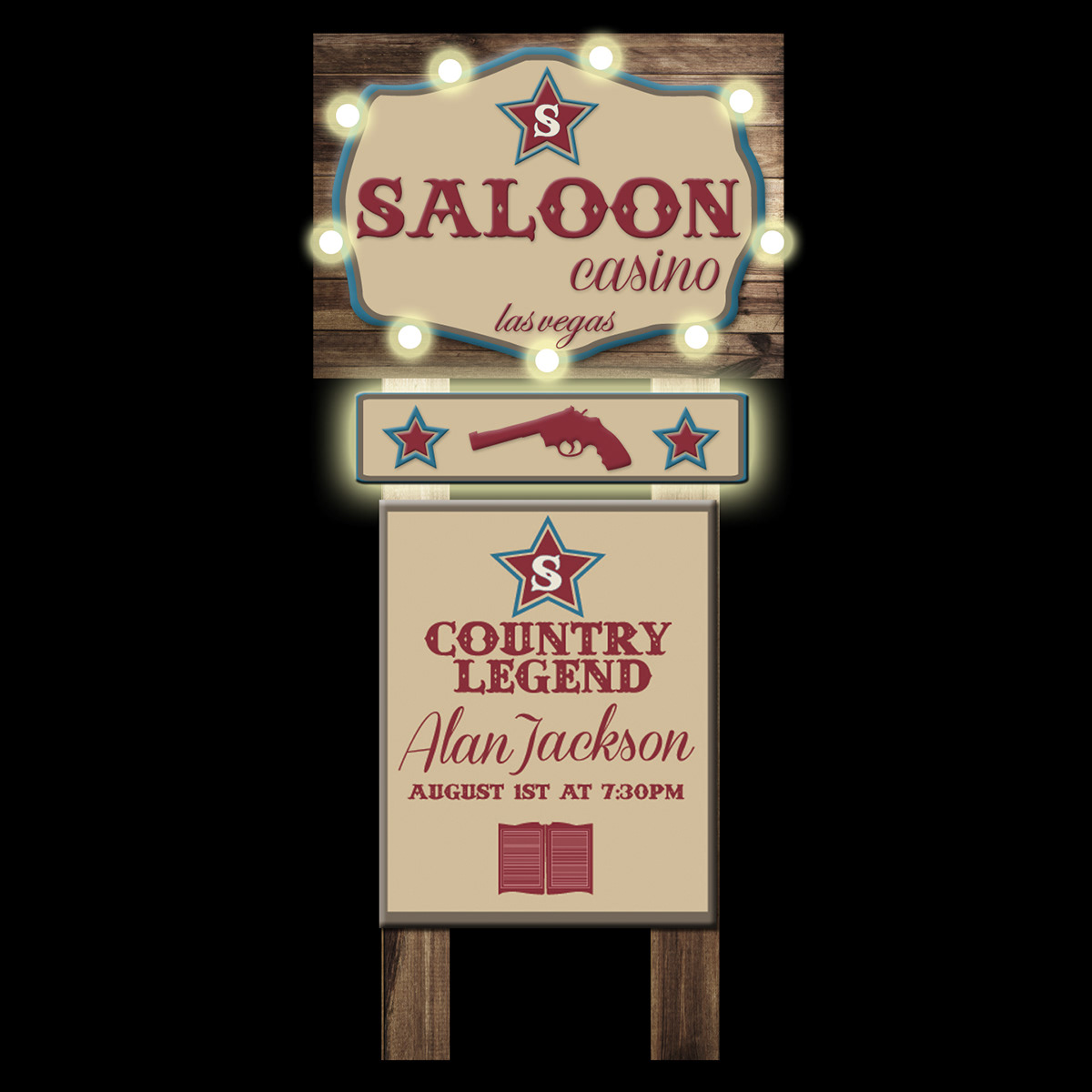 casino Saloon western wood rustic Vegas marquee Signage chips cards