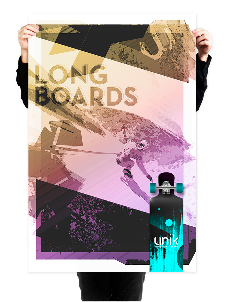 Unik custom boards brand brand identity logo Website poster identity snowboard skateboard Surf Be Yourself LONGBOARD Custom