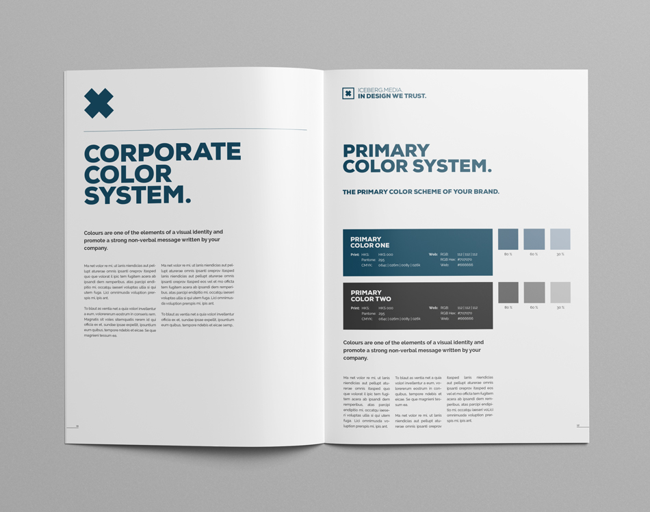 brand manual a4 blue brand brochure business clean company Corporate Design Corporate Identity Dynamic flexible guidance Guide minimalistic