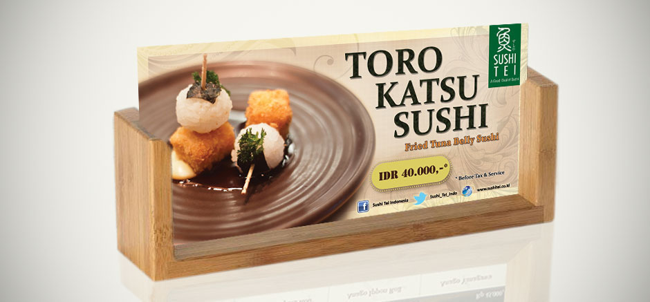 restaurant promo Promotion tent card sushi tei