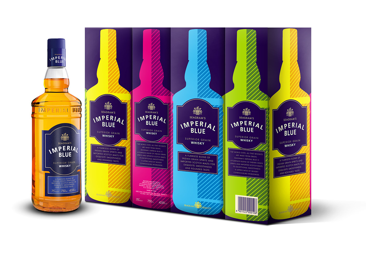 liquor Whiskey Whisky bottle Silhouette Colourful  shape modern graphic carton monocarton India