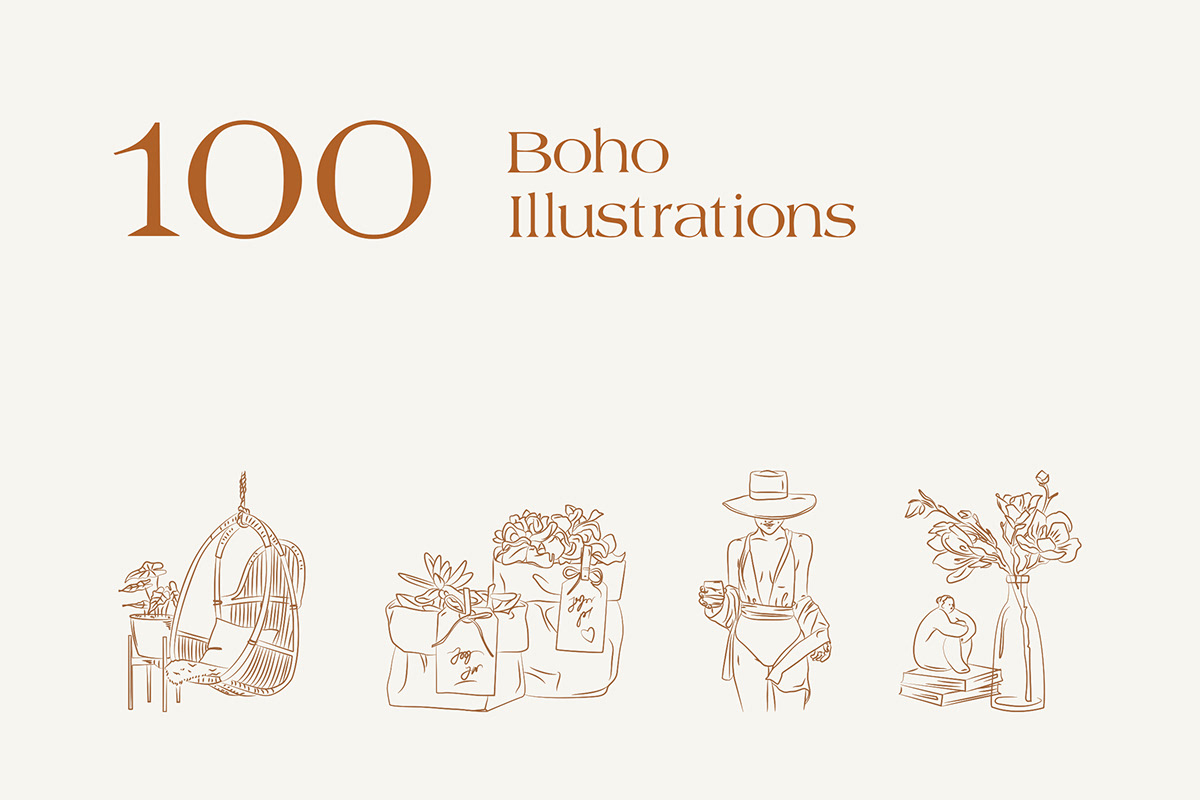 bohemian boho boho style feminine brand identity Logo Design download mockup template botanical floral