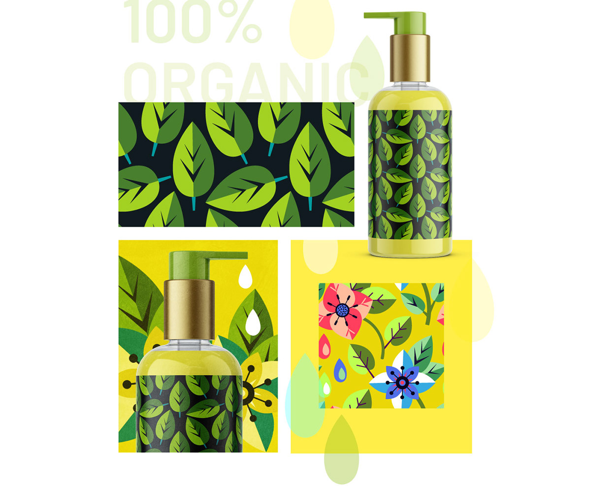 cosmetics floral pattern ILLUSTRATION  motion organic package package design  pattern vector pattern