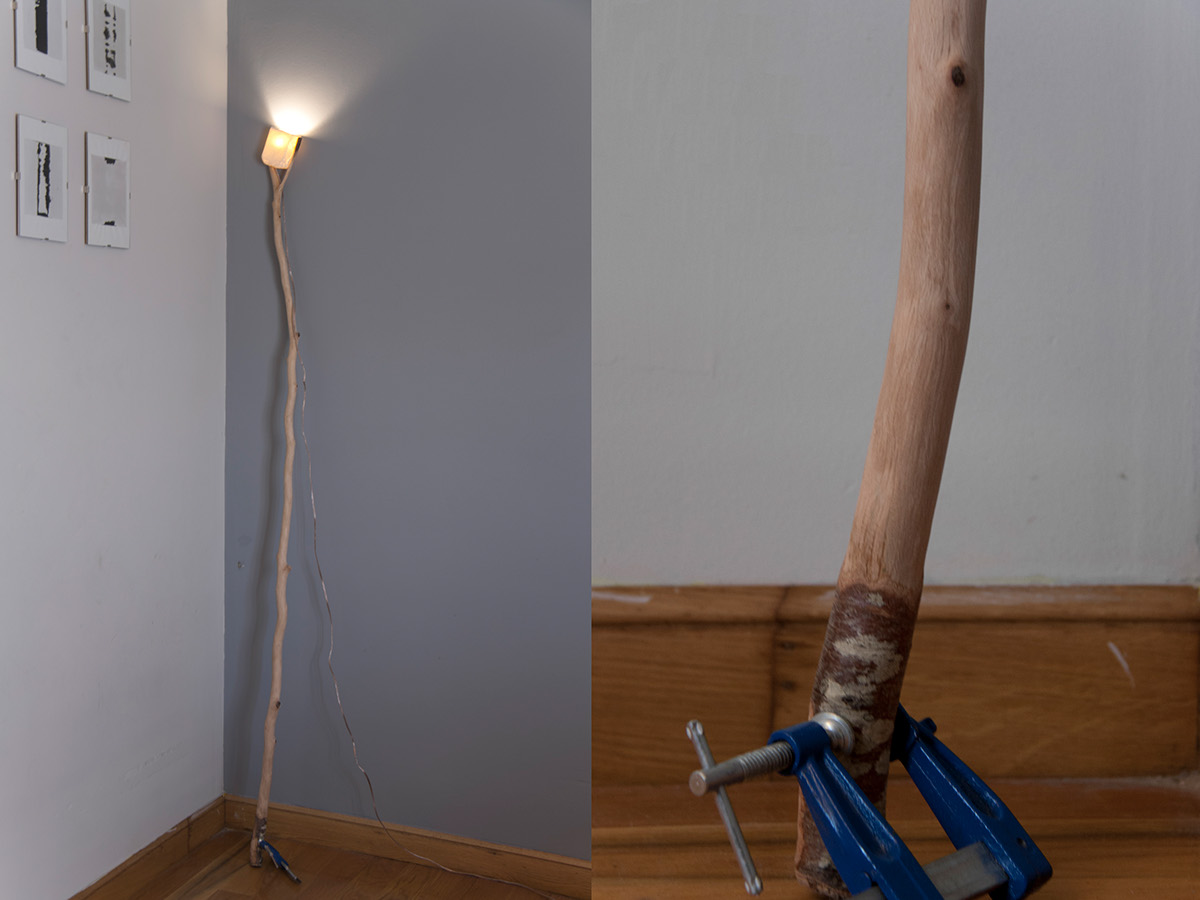 wood light Lamp porcelain stick ceramic madera porcelana ceramica palo lampara