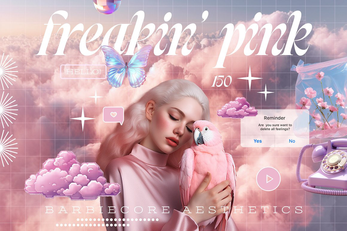 dreamcore barbiecore neon tumblr barbie pink collage trendy ANGELCORE tumblr theme