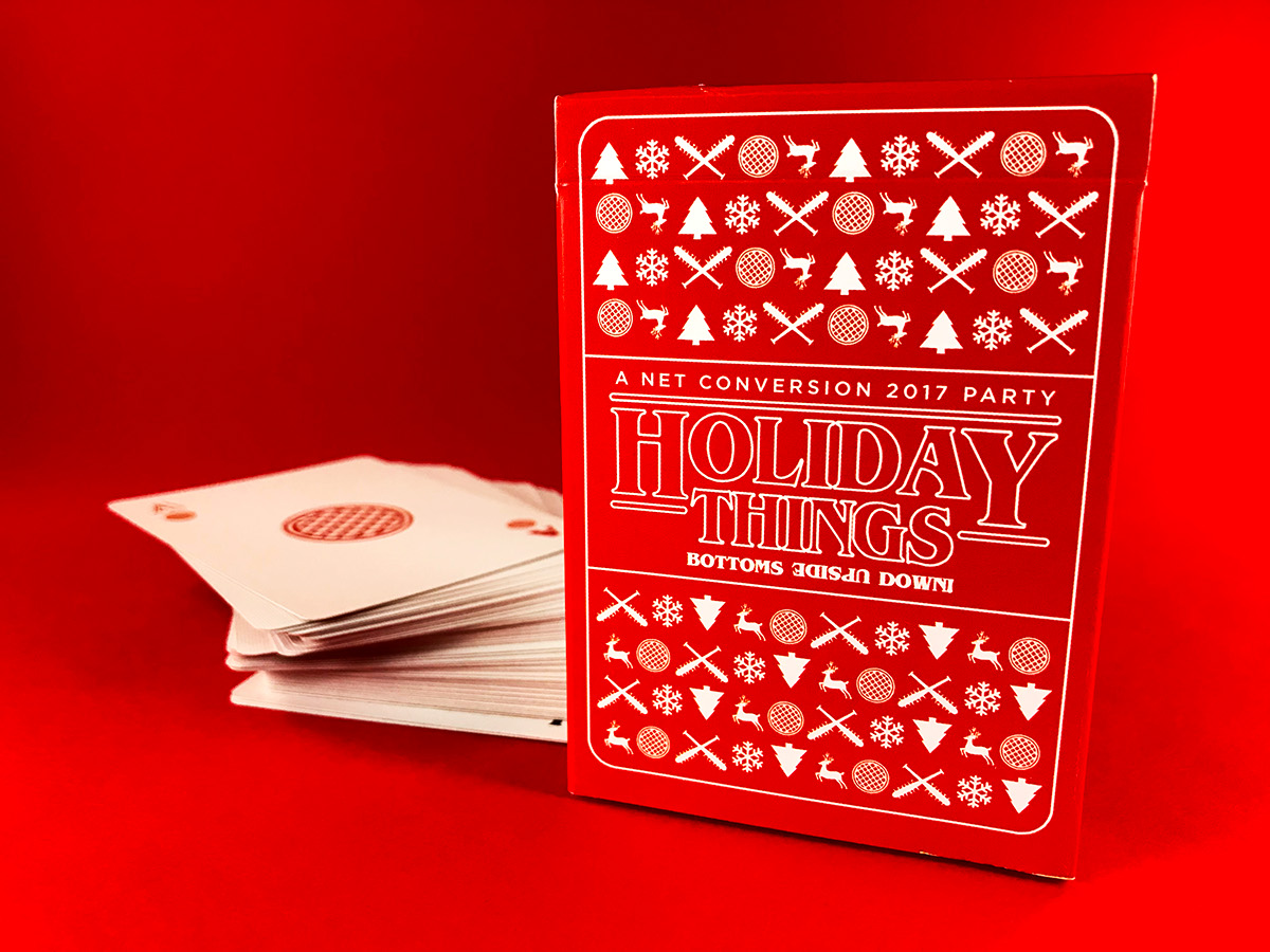 Playing Cards ILLUSTRATION  Holiday deck box Stranger Things icons party upside down cards