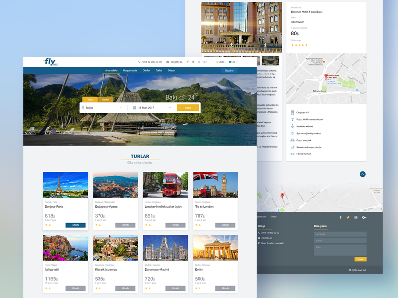 Fly Az Web site design UI ux Travel agency
