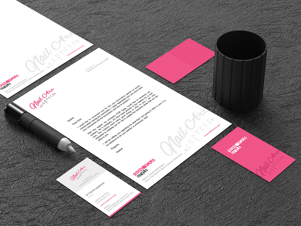 logo business card letterhead print design  nail salon salon branding 
