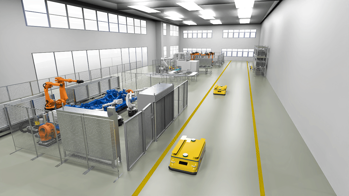 digital factory automobile ROBOTIC ARM Factory Design 3d factory interior 3d modeling 3D Rendering automatic factory factory layout design