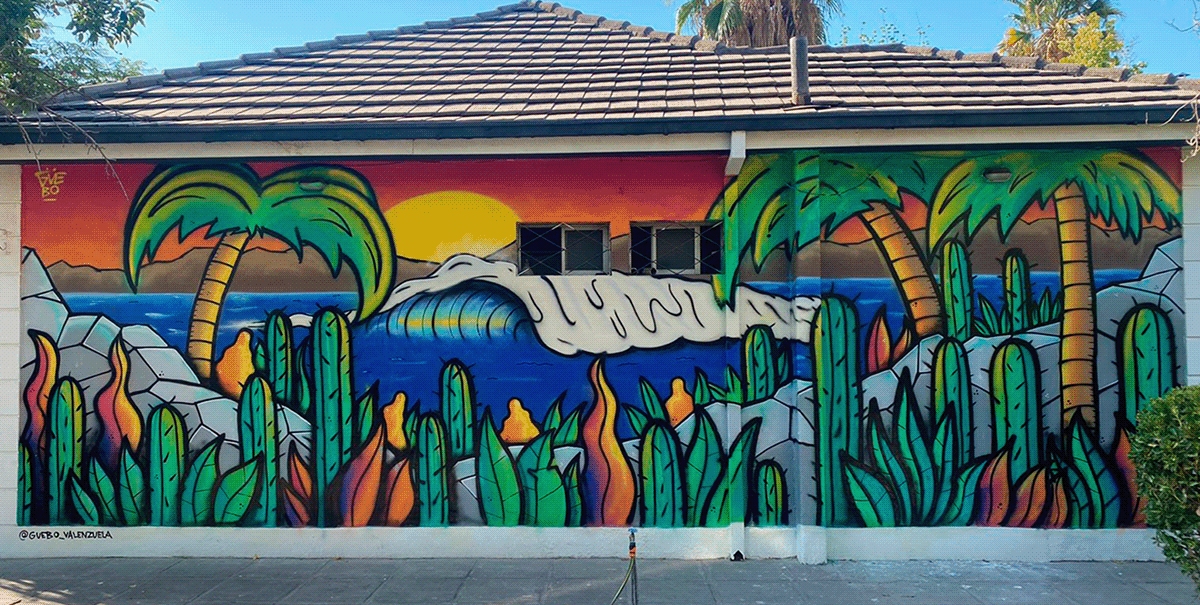 Graffiti montana colors Mural muralart MURALISMO muralpainting paraiso streetart surfing art wave