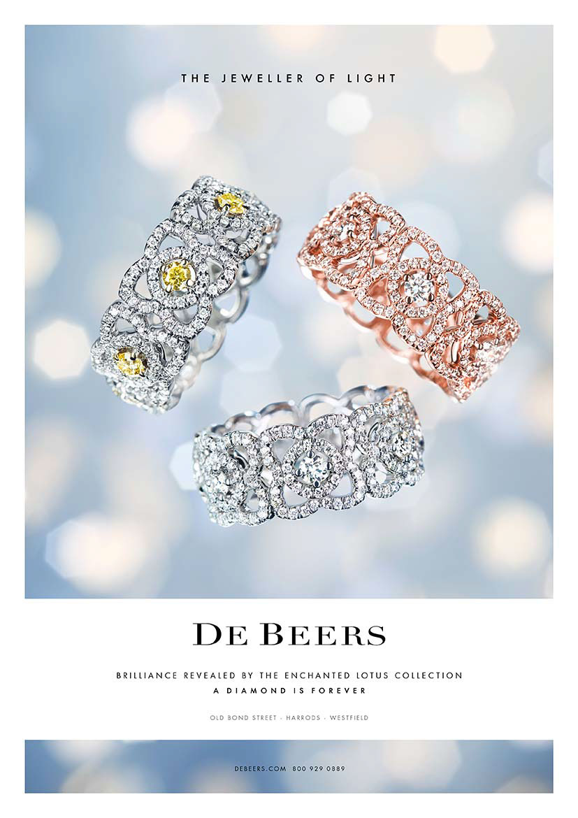 De Beers jewelry Jewellery design graphic bokeh light diamond 