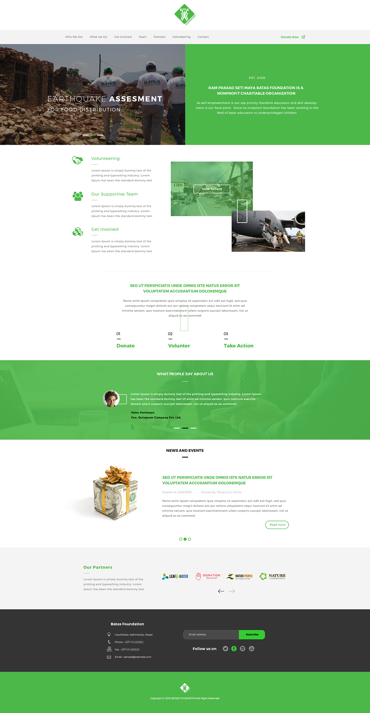 funding website design social works charity green template 