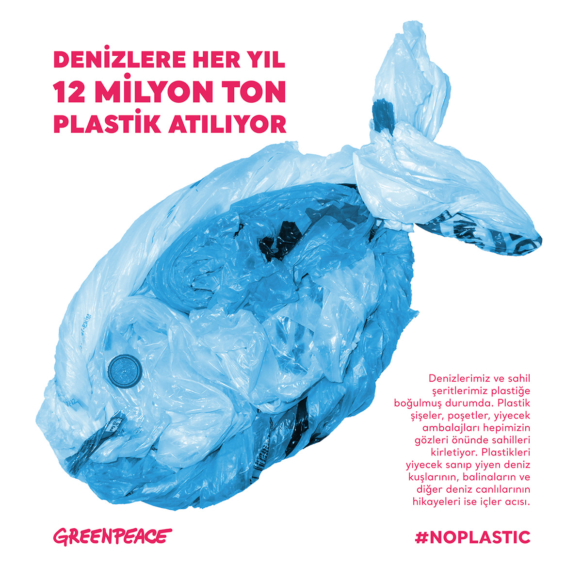 Greenpeace noplastic plastic Poster Design Whale penguin fish typography   poster adobeawards