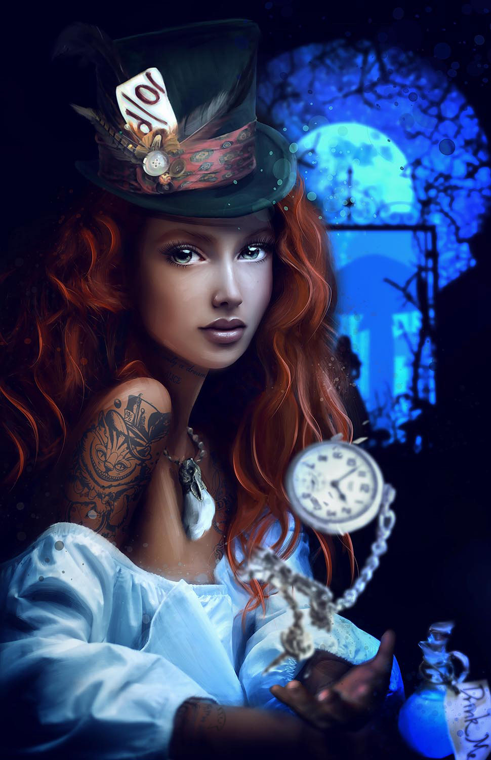 alice alice in wonderland art clock Digital Art  digital painting girl illusion ILLUSTRATION  алиса Алиса в стране чудеса арт арт на заказ