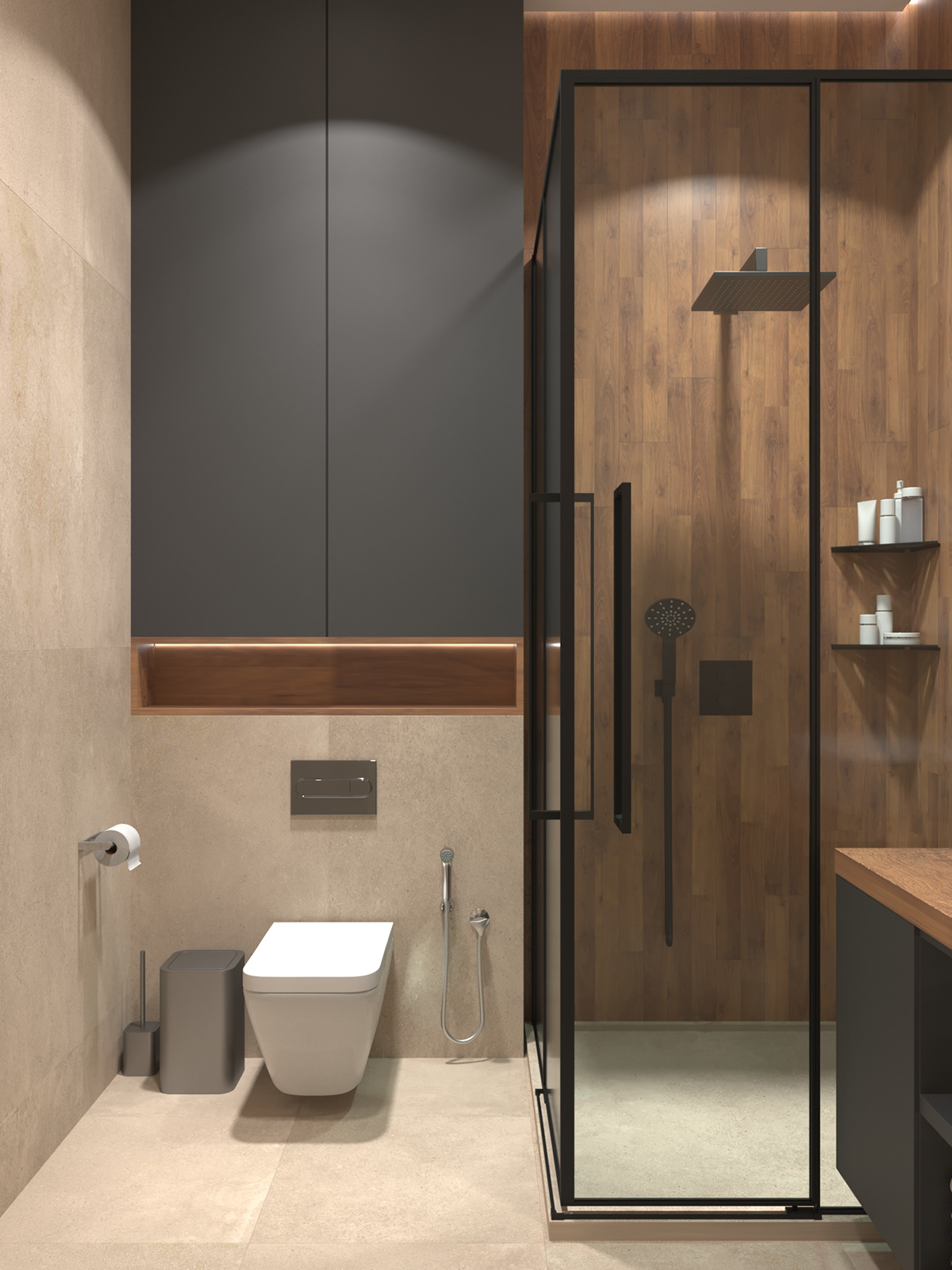 design 3D 3ds max architecture Render visualization interior design  corona bathroom Minimalism